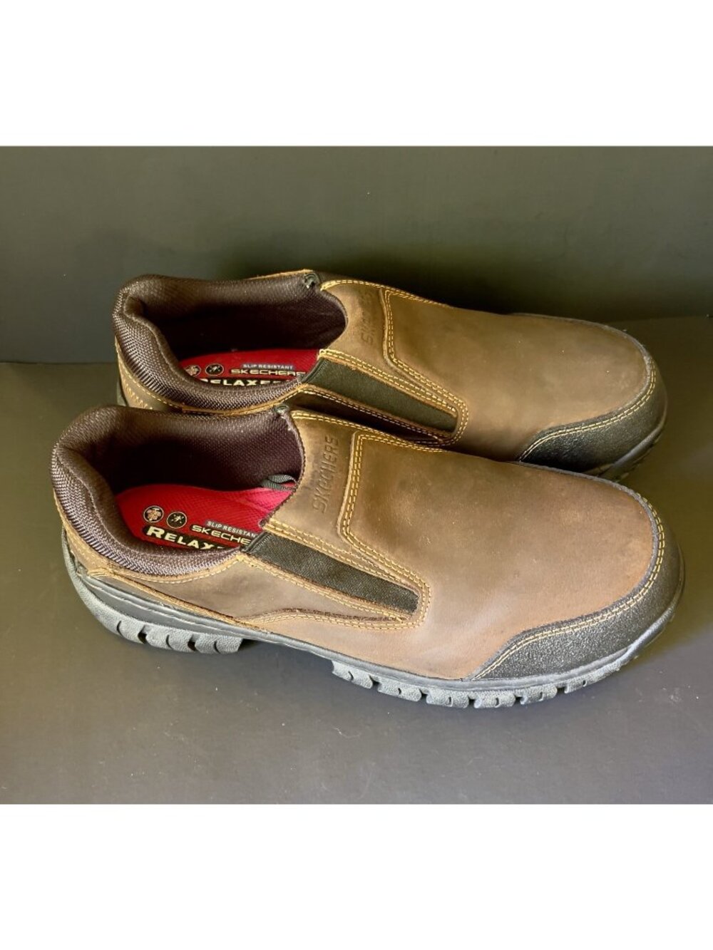 Skechers Work Relaxed Fit Hartan Steel Toe Shoes Brown Men's Sz 12 Unused 77066